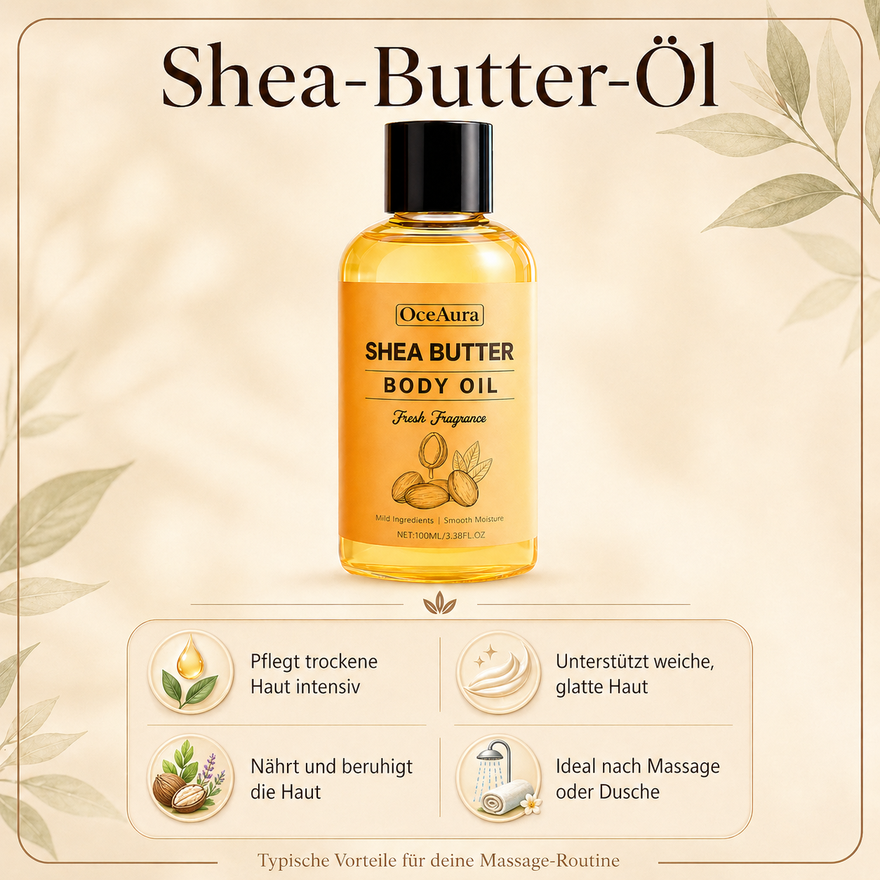 100% Natürliches Shea Butter Massageöl