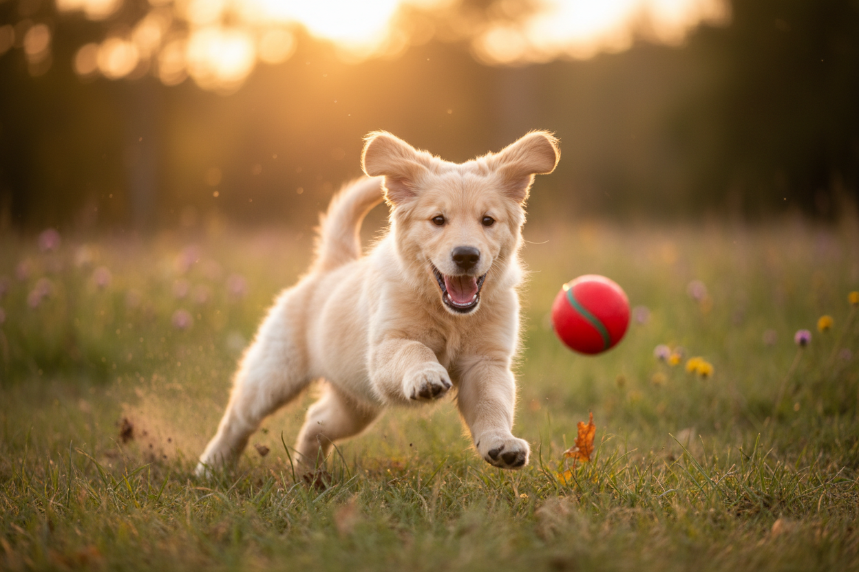 nein mach einen welpen der spielt